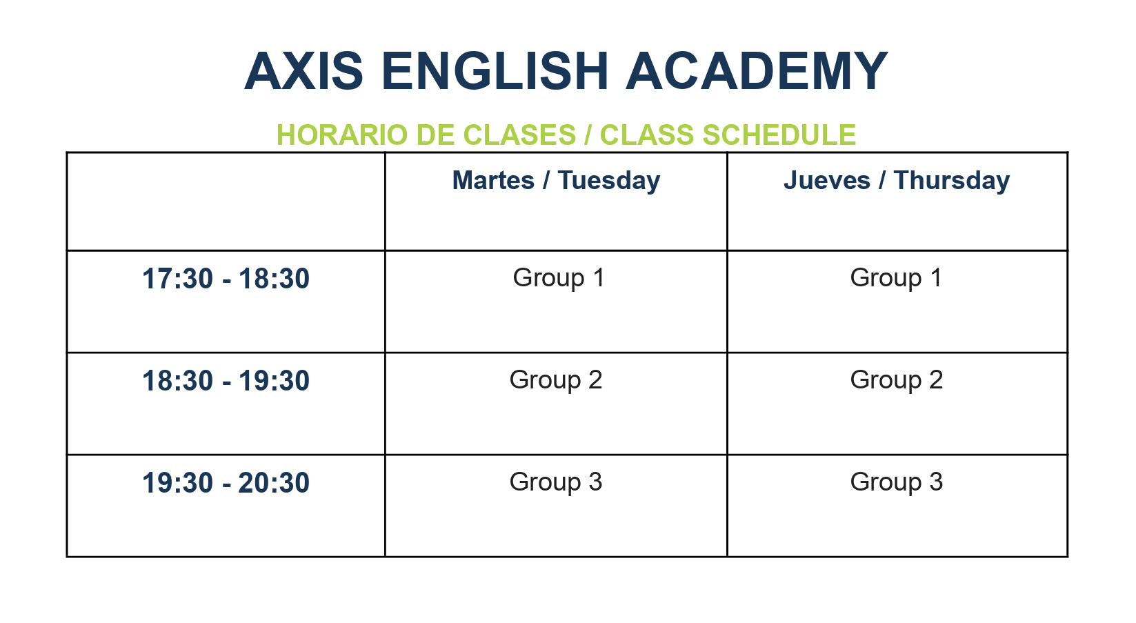 El horario de las [clases disponibles]{color:#1DA05A}